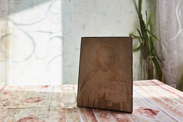 Icon depicting Jesus Christ stands on a table