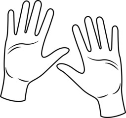 Icona guanti medici per protezione. Icona minimale linee nere