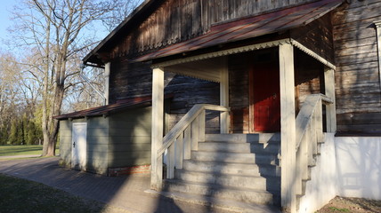 wooden verande entrance in russian style