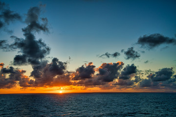 Spectacular sunset on the Caribbean sea