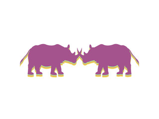 Two Rhinoceros on a white background