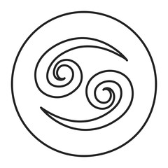 Cancer black line icon. Zodiac sign. Astrology and horoscope. Predictions and human character. Element water. Ruler Moon. UI UX GUI design element. Editable stroke.