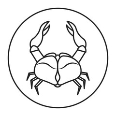 Cancer black line icon. Zodiac sign. Astrology and horoscope. Predictions and human character. Element water. Ruler Moon. UI UX GUI design element. Editable stroke