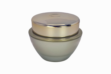Jar of cosmetic cream isolate on a white background close-up.