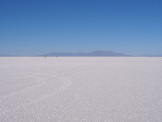 The world's largest salt flat, Uyuni Salt Flat, Salar de Uyuni, Bolivia. Copy space for text