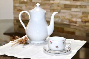 Country style teapot and cup