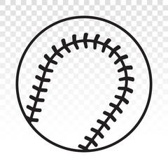 Baseball ball vector line art icon for sports apps or website on a transparent background