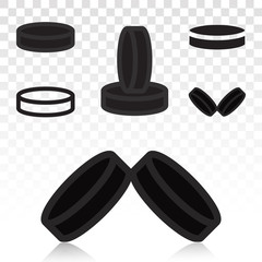 set of - Hockey puck vector flat icon for apps and websites on a transparent background