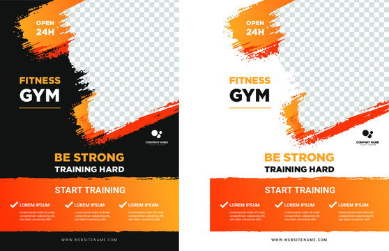 GYM / Fitness Flyer template with grunge shapes. vector