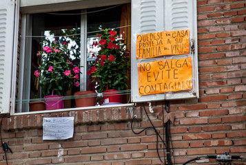 Naklejka premium Stay home. Protect your family against C-19.