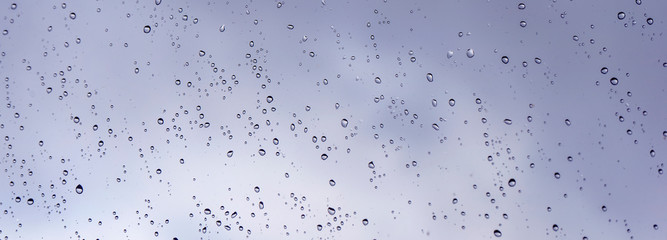 natural water drop on glass, rain background