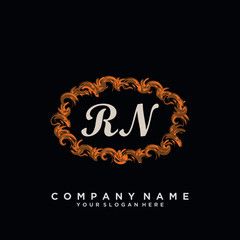 Initial Letter RN Logo With circle Template Vector