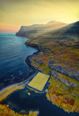 Eidi Soccer Field by the Ocean on the Faroe Islands © Lukas
