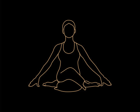 recommend clip art: Yoga lotos pose woman gpld line art
