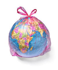 earth globe plastic bag pollution ecology environment planet global warming