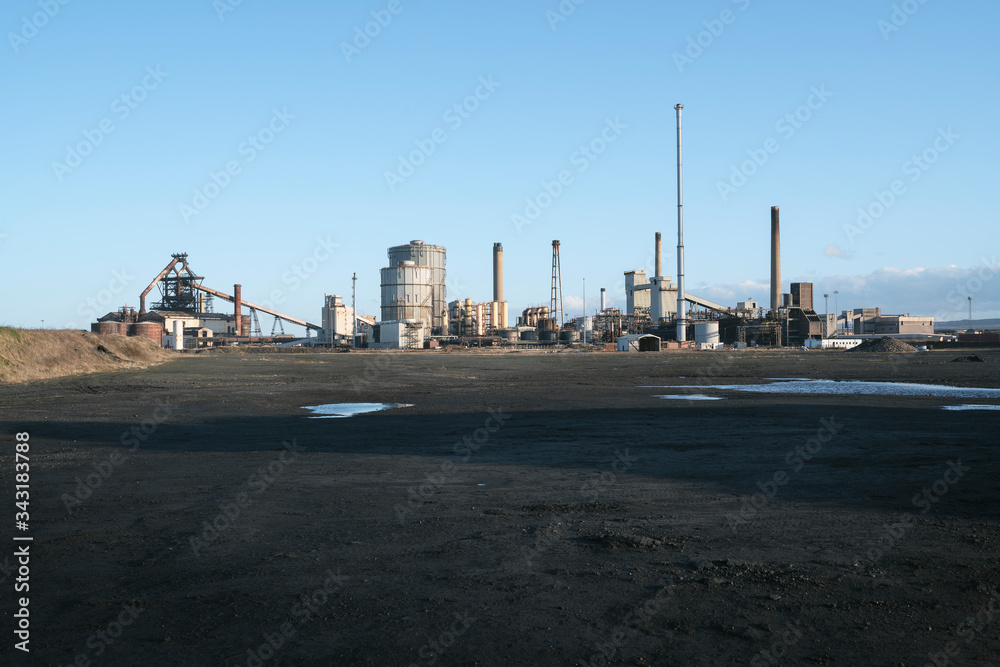 Wall mural documenting british industry and how it effects the surrounding landscape.