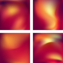 Obraz premium Set with abstract blurred backgrounds. Vector illustration. Modern geometrical backdrop. Abstract template. Red, orange, yellow colors.