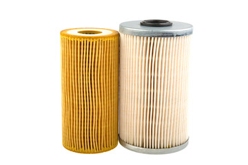 fuel and oil filter on a white background isolated