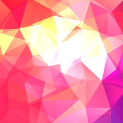 Geometric pattern, polygon triangles vector background in pink, yellow  tones. Illustration pattern