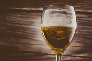 Glass of beer on wooden	