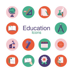 bundle of schoolline and fill style set icons