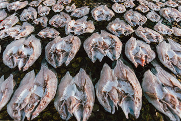 Semporna, Sabah, Malaysia - 26 April 2020 - Dried salted fish