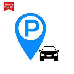 car parking sign map pointer icon sign symbol Flat vector illustration for graphic and web design.