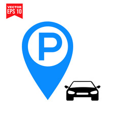 car parking sign map pointer icon sign symbol Flat vector illustration for graphic and web design.