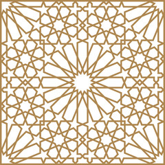 Seamless arabic geometric ornament in brown color.Thick lines.