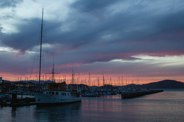 View on sail boats and ships in San Francisco bay and Pier 39