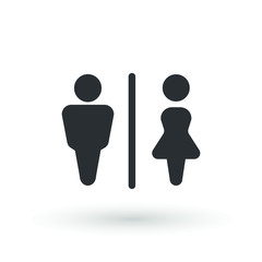 toilet icon or logo WC symbols, toilet sign Bathroom Male and female Gender icon Funny wc door plate symbol isolated sign vector illustration