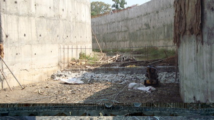 construction activities with landscape transform into urban area with machinery, construction site working area.