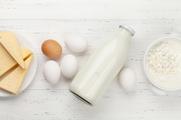 Dairy products, milk, cottage, cheese and eggs