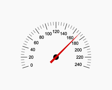 Vector illustration of car speedometer icon on light background background.