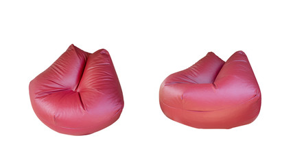 Red bean bag isolated on white background with clipping path.