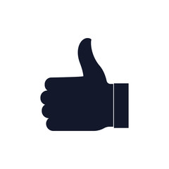 thumbs up, black icon on a white background. vector illustration.