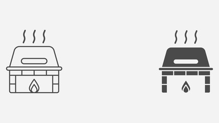 Grill outline and filled vector icon sign symbol