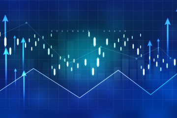 2d rendering Stock market online business concept. business Graph 