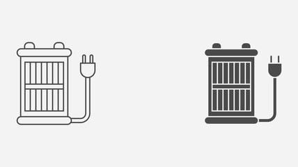 Heater outline and filled vector icon sign symbol
