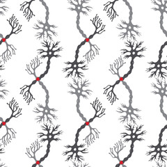 Seamless vector pattern of silhouettes cells neurons