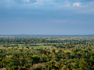 Fototapeta na wymiar Landscape seen from Loma del Capiro, Santa Clara, Villa Clara Province, Cuba