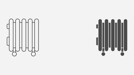 Heater outline and filled vector icon sign symbol
