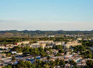 Fototapeta na wymiar Cityscape seen from Loma del Capiro, Santa Clara, Villa Clara Province, Cuba