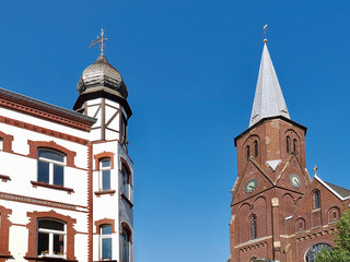 Fototapeta na wymiar Interesting church in the city of Grevenbroich in Germany