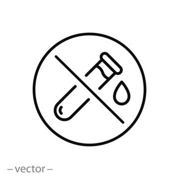 no preservative icon, chemical and toxic free, product clean test, thin line web symbol on white background - editable stroke vector illustration eps10