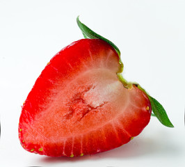 Fresh strawberries were placed on a white background