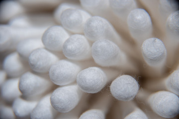 Fototapeta na wymiar An abstract macro close up view of a box of cotton buds