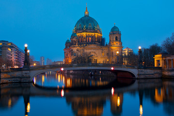 Fototapeta na wymiar Berlin main church at twilight Germany 