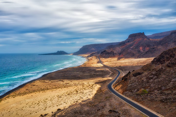 Fototapeta na wymiar Sao Vicente Coastline from Monte Verde, Cape Verde