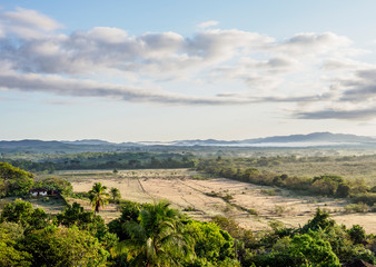 Fototapeta na wymiar Landscape of the Valley seen from Manaca Iznaga Tower, Valle de los Ingenios, Sancti Spiritus Province, Cuba
